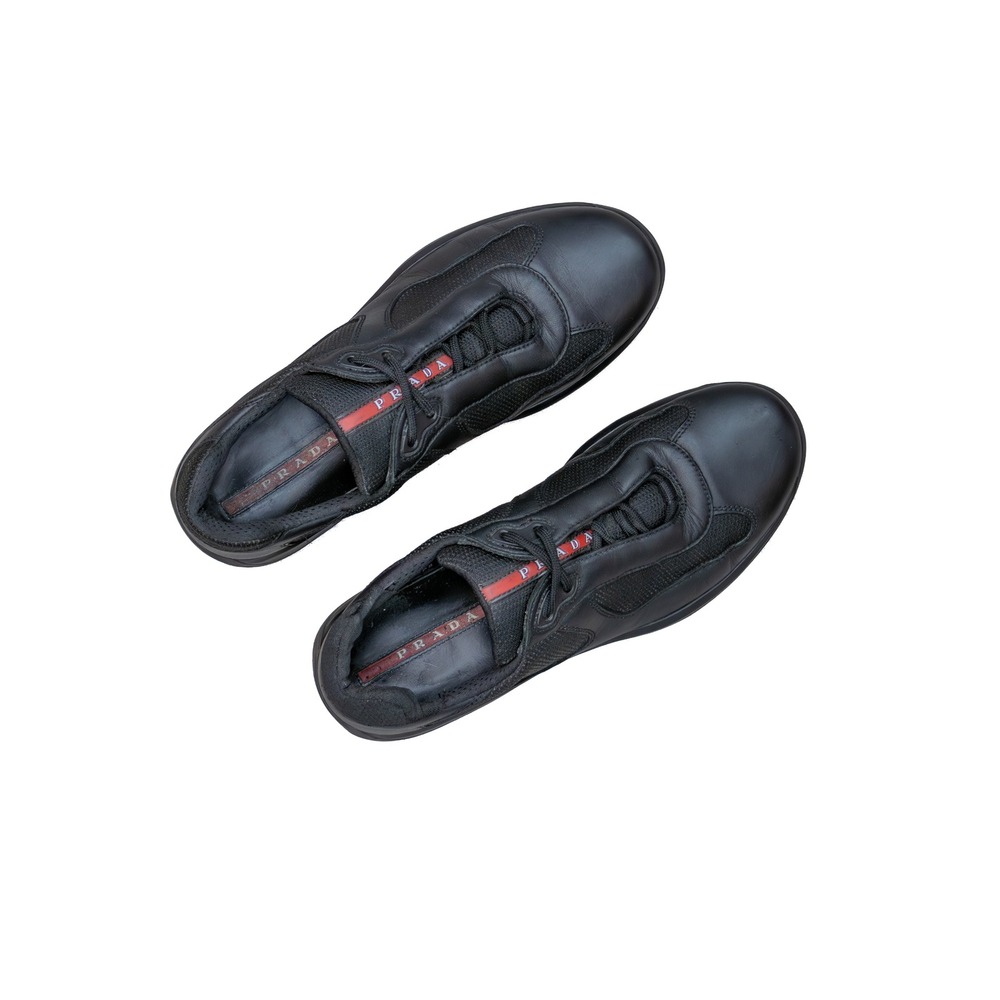 Prada Americas Cup Leather‎ & Mesh Sneakers – Black Size UK 7/ US 8 - Picture 9 of 13